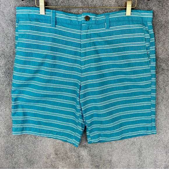 Banana Republic Mens Size 36 Teal White Stripe Deck Shorts Stripes - Picture 1 of 8